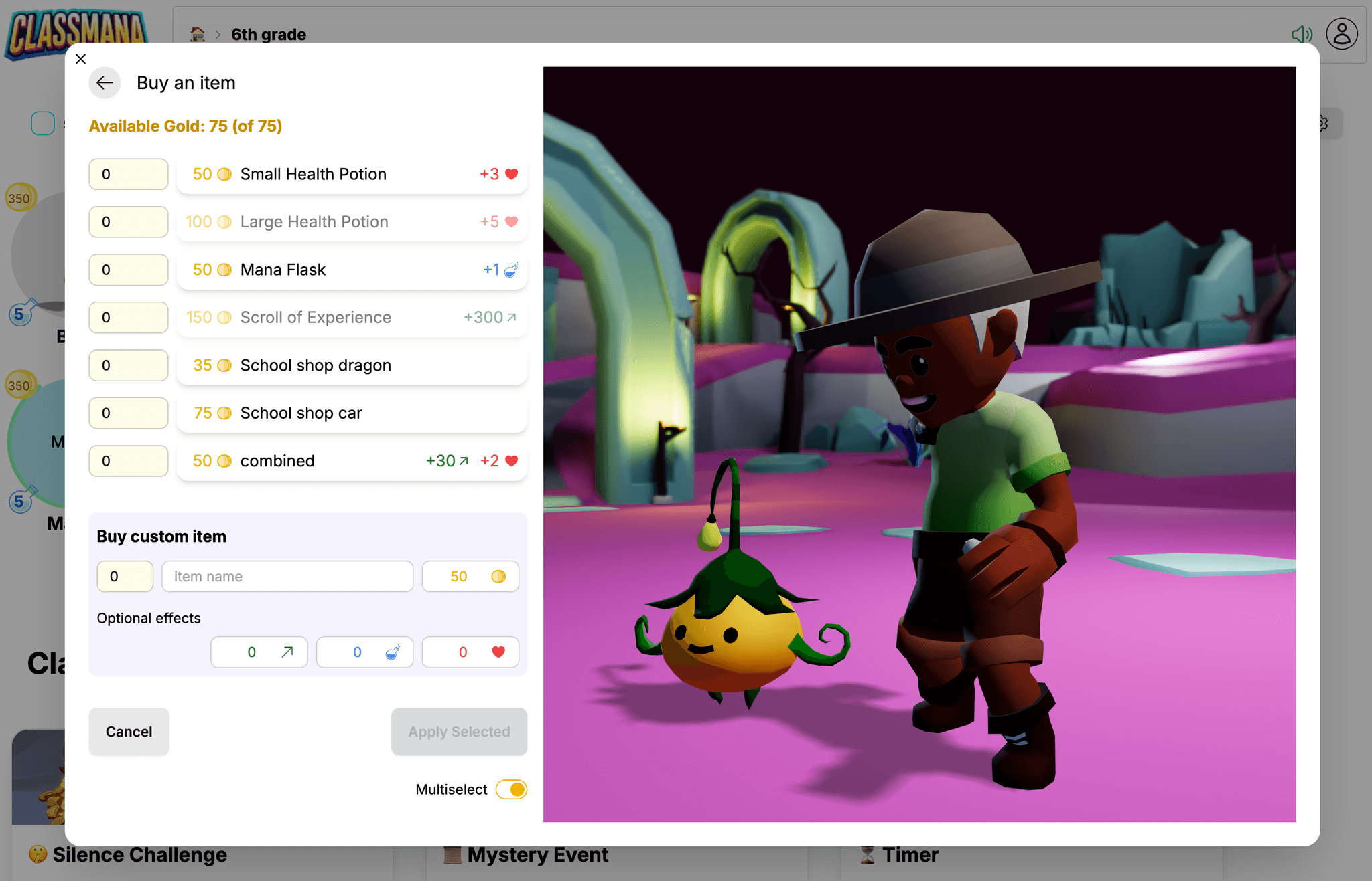 Multiselectiemodus schakelaar voor winkelaankopen