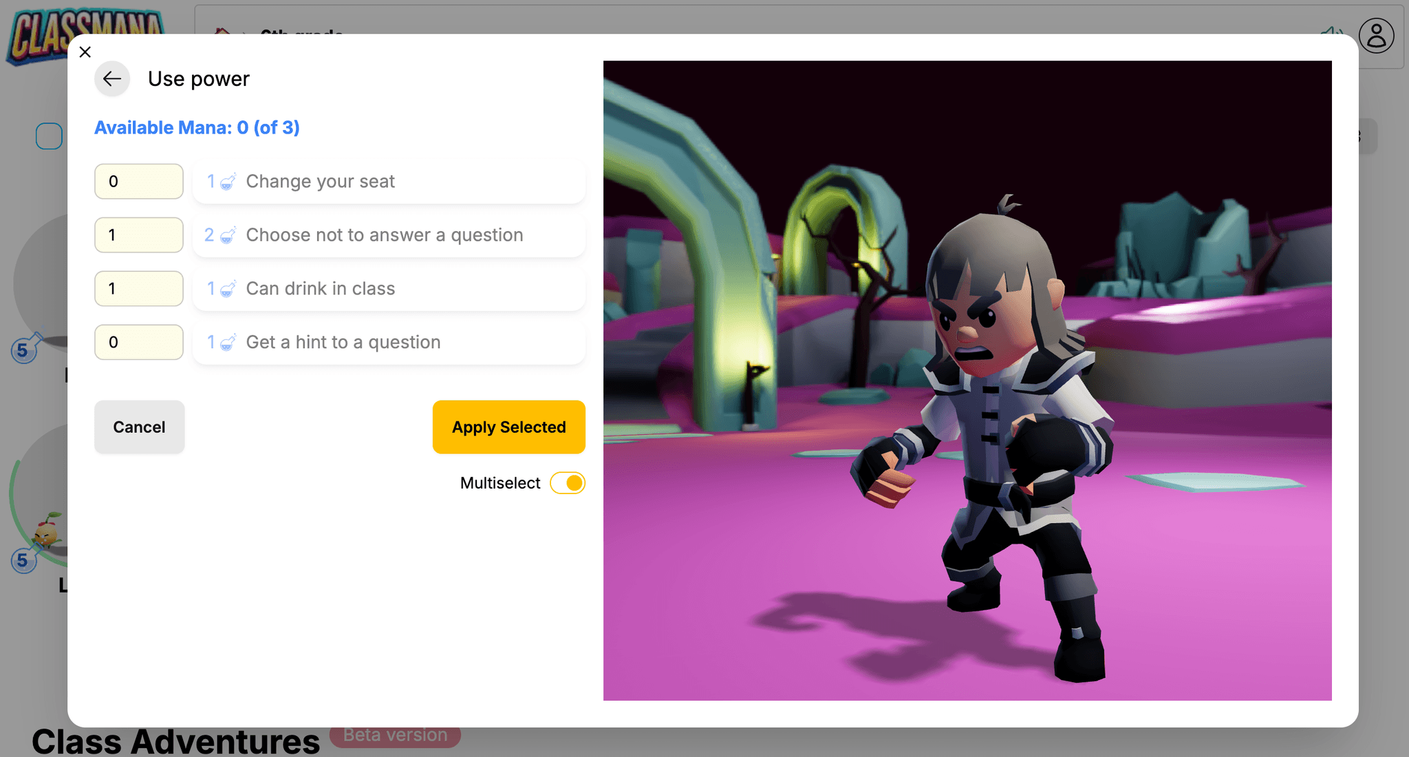 Multiselectiemodus schakelaar voor krachten