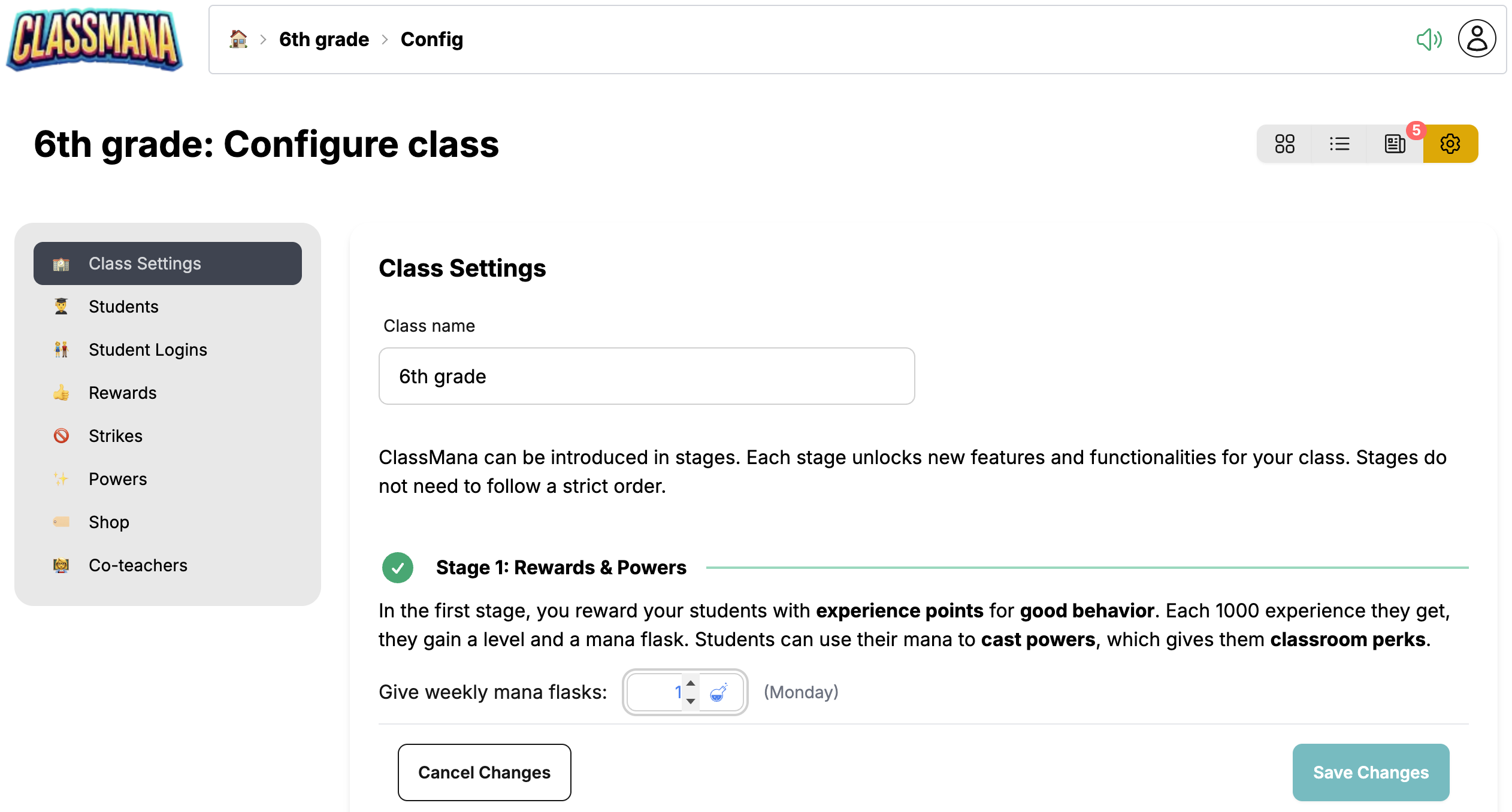 Wekelijks manaschema configuratie